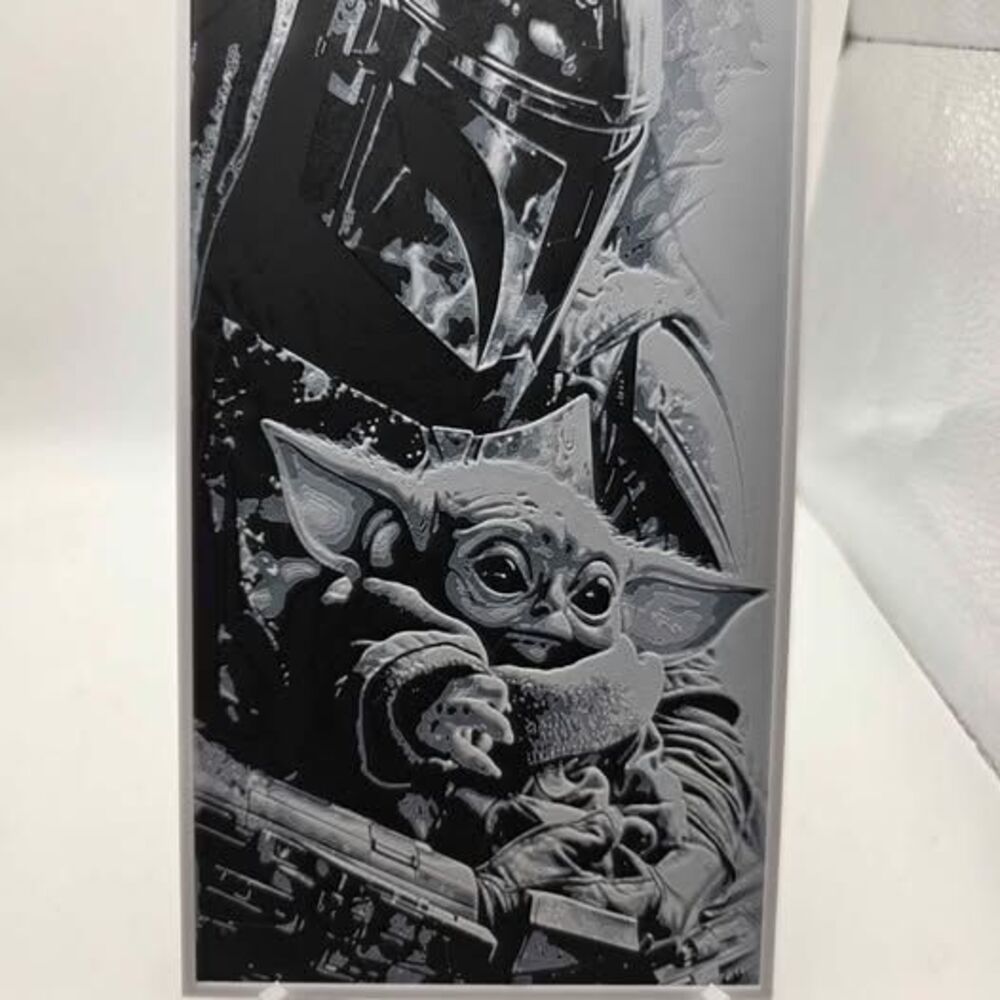 3D Printed Mandalorian & Baby Yoda Art Display (with Stand)